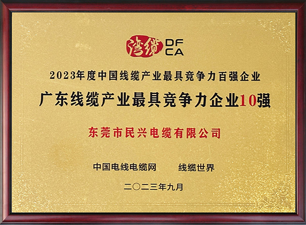 廣東線纜行業最具競爭力企業10強（前三強）